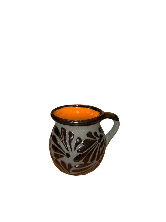 Set of 4 Black on Black Engobe Mugs